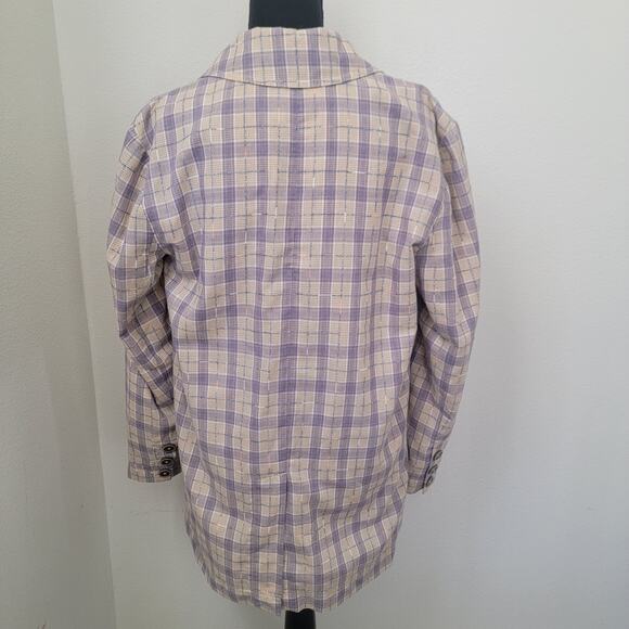 We the Free People Plaid Beckett Boyfriend Blazer Sz XS Light Academia Preppy - Picture 5 of 16